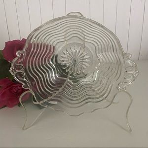Vintage Clear Bowl Glass Scalloped Wave Anchor Hocking Crystal Waves